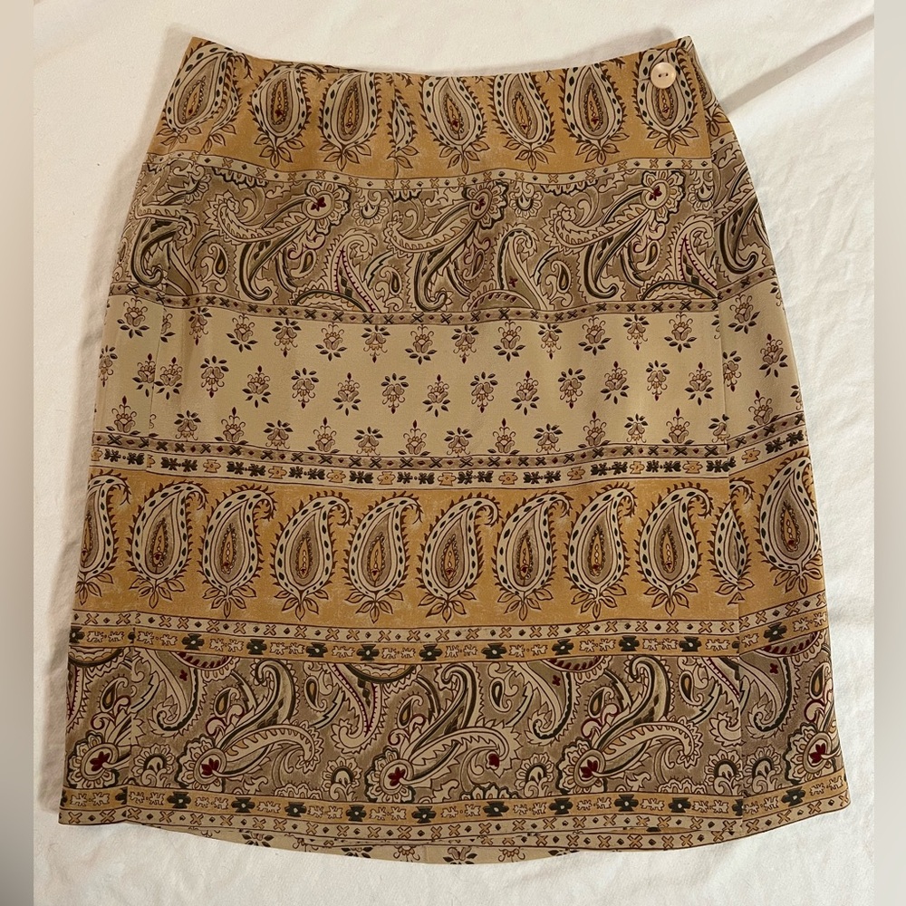 100% Silk Paisley Skirt Sz 2P